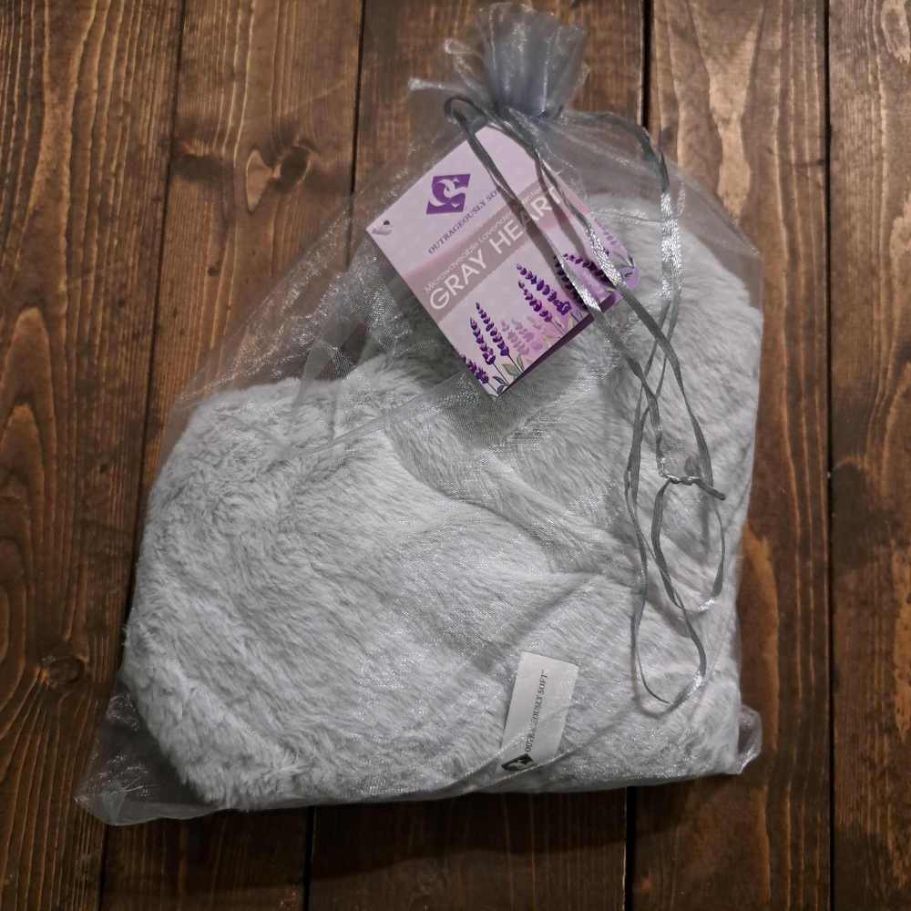 Soft Gray Faux Fur Heart warmies